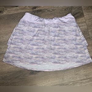 ZELOS Lavender and White Striped Skater Skirt